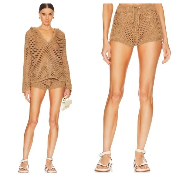 Misa Los Angeles Pants - New! MISA x Revolve Jonie/ Daisy Crochet Shorts 🤎 Small NWT!